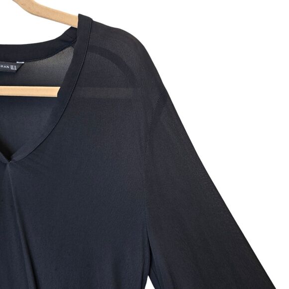 Zara Woman M Sheer Long Sleeve High Lo Tunic Black - Picture 5 of 15